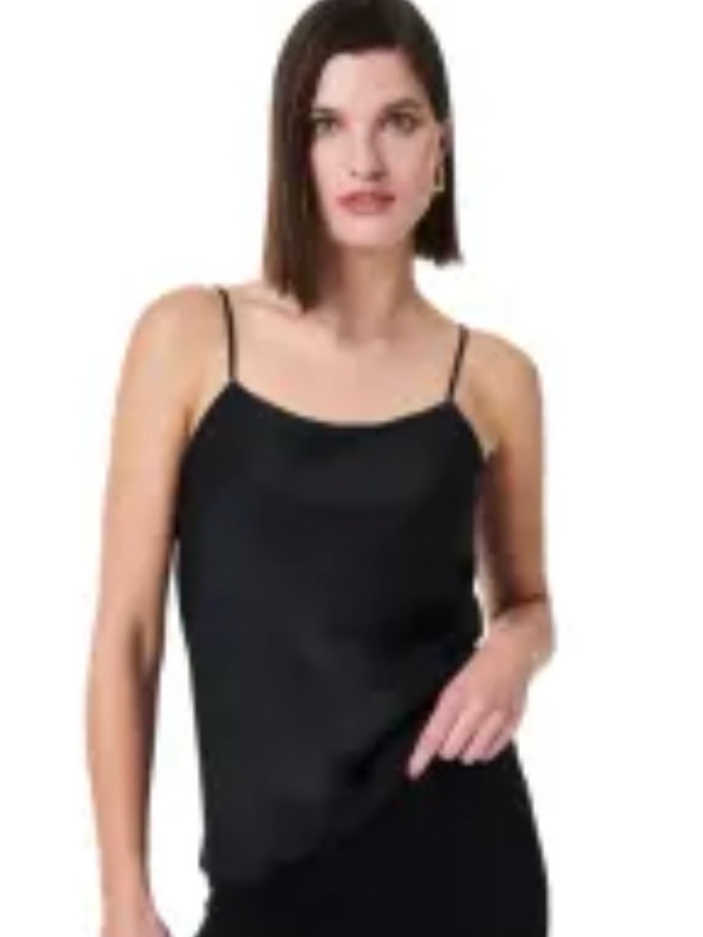 Black Satin Spaghetti Strap Cami Top - Women